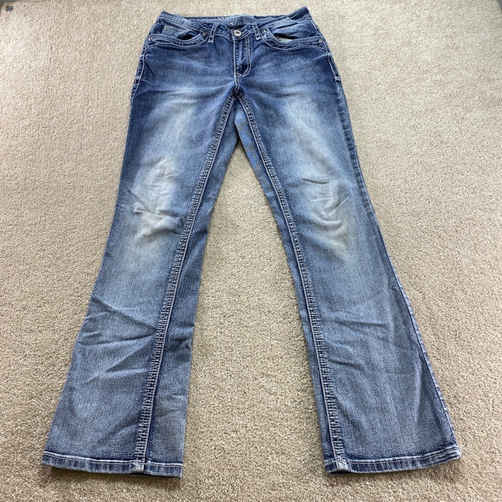 Revolt Bootcut Jeans Womens Size 6 Blue Medium Wash Low Rise Embellished Y2K